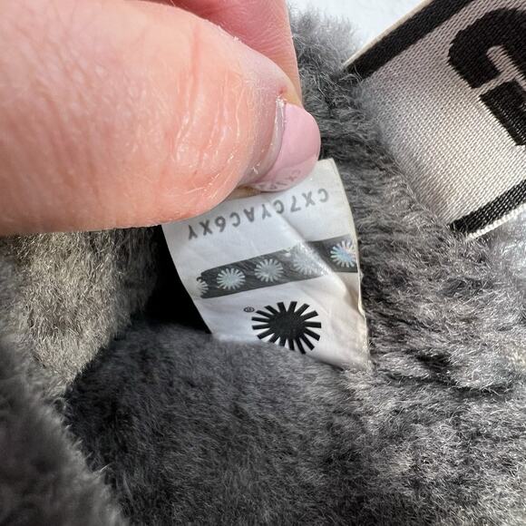 Ugg Sz 7 Oh Yeah Fluffy Double Strap Flat Slippers Slides Sandals in Grey - Picture 9 of 12